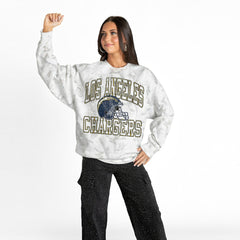 Los Angeles Chargers Gameday Couture Women's Whiteout Oversized Premium Fleece Sweatshirt - Arctic Camo - NFL