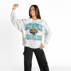 Jacksonville Jaguars Gameday Couture Women's Whiteout Oversized Premium Fleece Sweatshirt - Arctic Camo - NFL