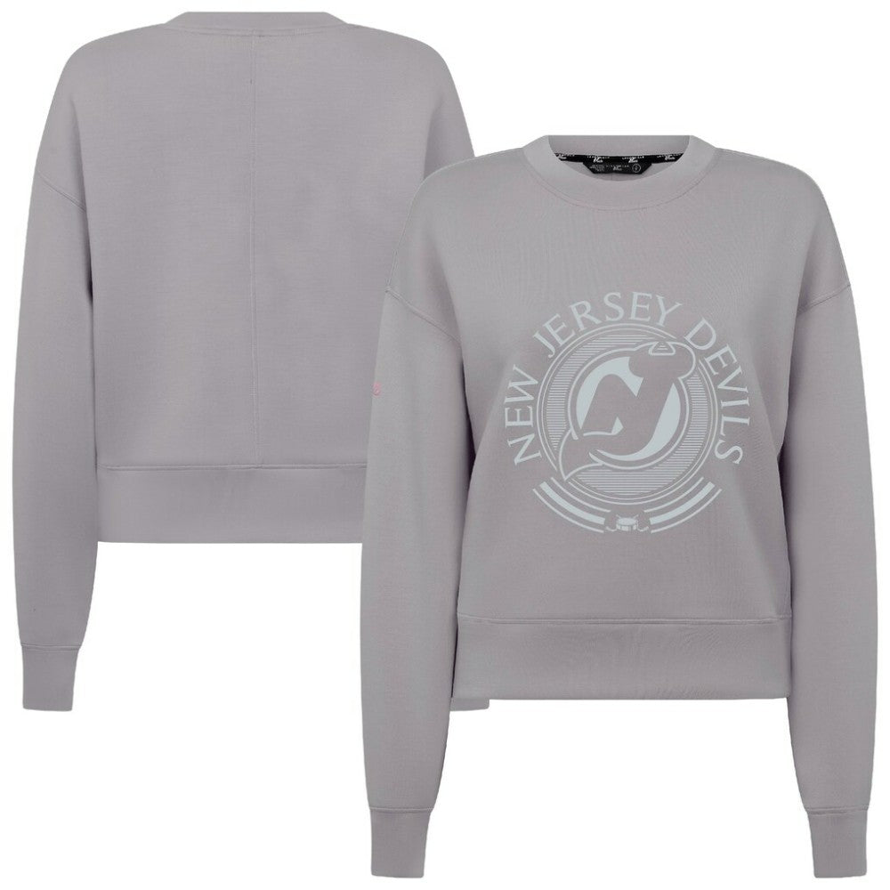 New Jersey Devils Levelwear Women's Slate & Snow Sponge Tri-Blend Sweatshirt - Gray | NHL Clearance