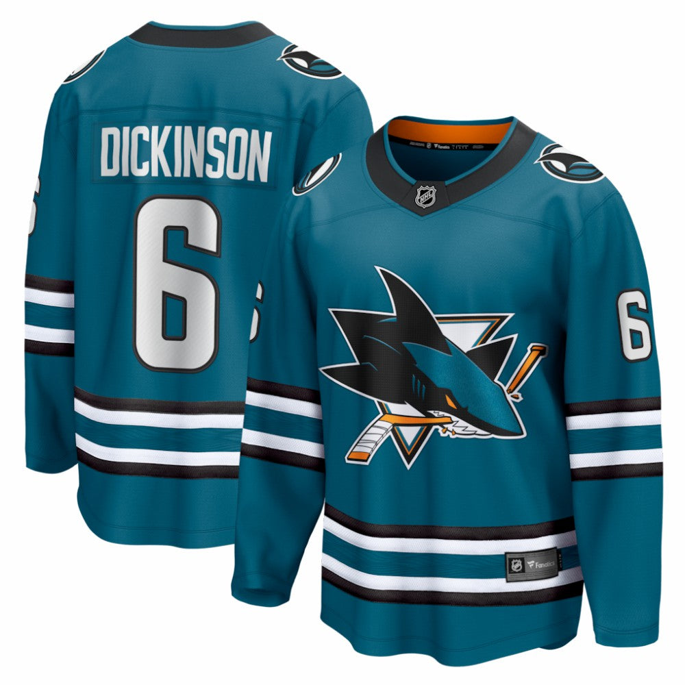 Sam Dickinson San Jose Sharks Fanatics Home Breakaway Jersey - Teal | Fanatics discount