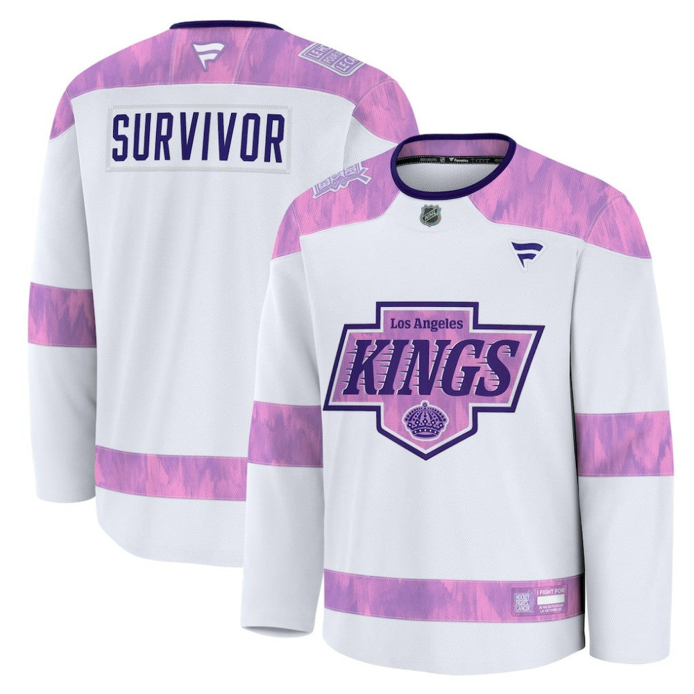 Los Angeles Kings Fanatics Hockey Fights Cancer Survivor Practice Jersey - White | Fanatics Lifestyle