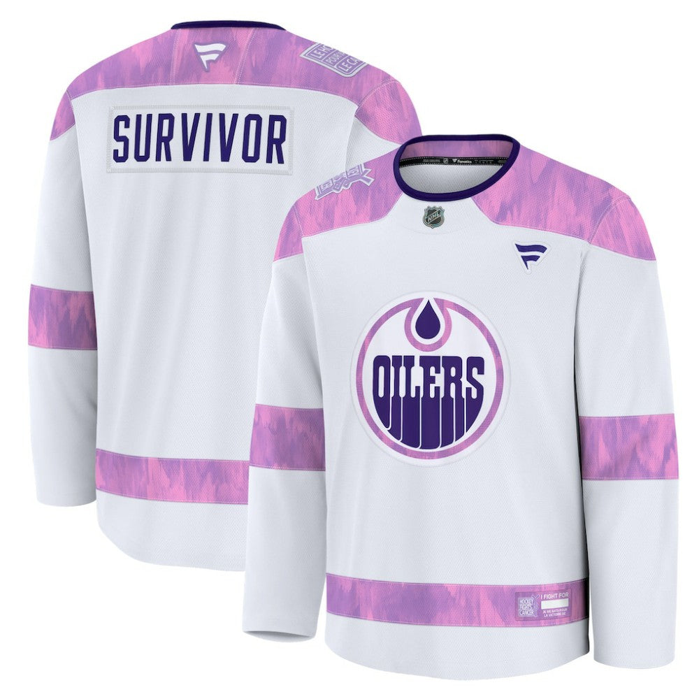 Edmonton Oilers Fanatics Hockey Fights Cancer Survivor Practice Jersey - White | Fanatics online