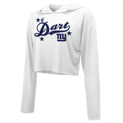 Jaxson Dart New York Giants Majestic Threads Women's Glitter Wordmark Hoodie - White - NFL