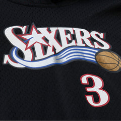 Mitchell & Ness Allen Iverson Philadelphia 76ers Mesh Name & Number Short Sleeve Hoodie Black
