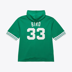 Mitchell & Ness Larry Bird Boston Celtics Mesh Name & Number Short Sleeve Hoodie Kelly Green