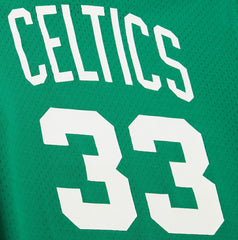 Mitchell & Ness Larry Bird Boston Celtics Mesh Name & Number Short Sleeve Hoodie Kelly Green