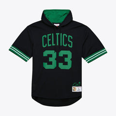 Mitchell & Ness Larry Bird Boston Celtics Mesh Name & Number Short Sleeve Hoodie Black