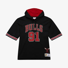 Mitchell & Ness Dennis Rodman Chicago Bulls Mesh Name & Number Short Sleeve Hoodie Black