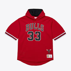 Mitchell & Ness Scottie Pippen Chicago Bulls Mesh Name & Number Short Sleeve Hoodie Red