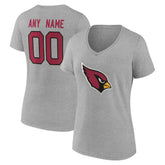 Arizona Cardinals Women's Team Authentic Personalized Name & Number V-Neck T-Shirt - Gray - NFL