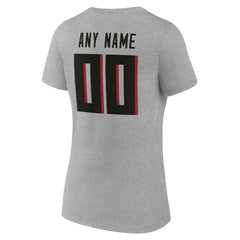 Atlanta Falcons Women's Team Authentic Personalized Name & Number V-Neck T-Shirt - Gray - NFL