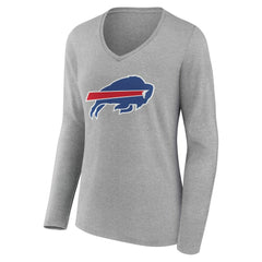 Buffalo Bills Women's Team Authentic Personalized Name & Number Long Sleeve V-Neck T-Shirt - Gray - NFL