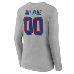 Buffalo Bills Women's Team Authentic Personalized Name & Number Long Sleeve V-Neck T-Shirt - Gray - NFL