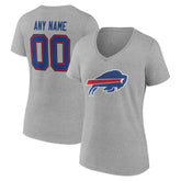 Buffalo Bills Women's Team Authentic Personalized Name & Number V-Neck T-Shirt - Gray - NFL
