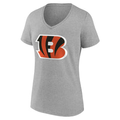 Cincinnati Bengals Women's Team Authentic Personalized Name & Number V-Neck T-Shirt - Gray - NFL