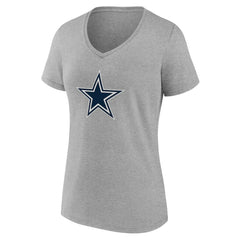 Dallas Cowboys Women's Team Authentic Personalized Name & Number V-Neck T-Shirt - Gray - NFL