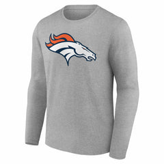 Denver Broncos Team Authentic Personalized Name & Number Long Sleeve T-Shirt - Gray - NFL