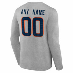 Denver Broncos Team Authentic Personalized Name & Number Long Sleeve T-Shirt - Gray - NFL