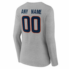 Denver Broncos Women's Team Authentic Personalized Name & Number Long Sleeve V-Neck T-Shirt - Gray - NFL