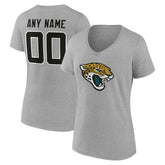 Jacksonville Jaguars Women's Team Authentic Personalized Name & Number V-Neck T-Shirt - Gray - NFL