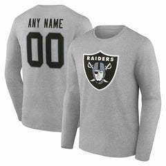 Las Vegas Raiders Team Authentic Personalized Name & Number Long Sleeve T-Shirt - Gray - NFL
