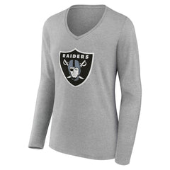 Las Vegas Raiders Women's Team Authentic Personalized Name & Number Long Sleeve V-Neck T-Shirt - Gray - NFL