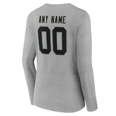 Las Vegas Raiders Women's Team Authentic Personalized Name & Number Long Sleeve V-Neck T-Shirt - Gray - NFL