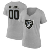 Las Vegas Raiders Women's Team Authentic Personalized Name & Number V-Neck T-Shirt - Gray - NFL