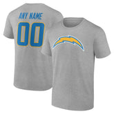 Los Angeles Chargers Team Authentic Personalized Name & Number T-Shirt - Gray - NFL