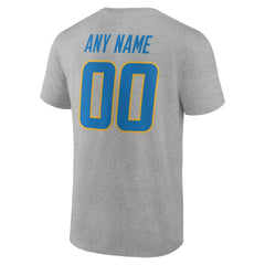 Los Angeles Chargers Team Authentic Personalized Name & Number T-Shirt - Gray - NFL