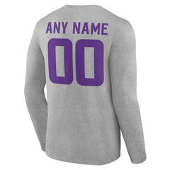 Minnesota Vikings Team Authentic Personalized Name & Number Long Sleeve T-Shirt - Gray - NFL