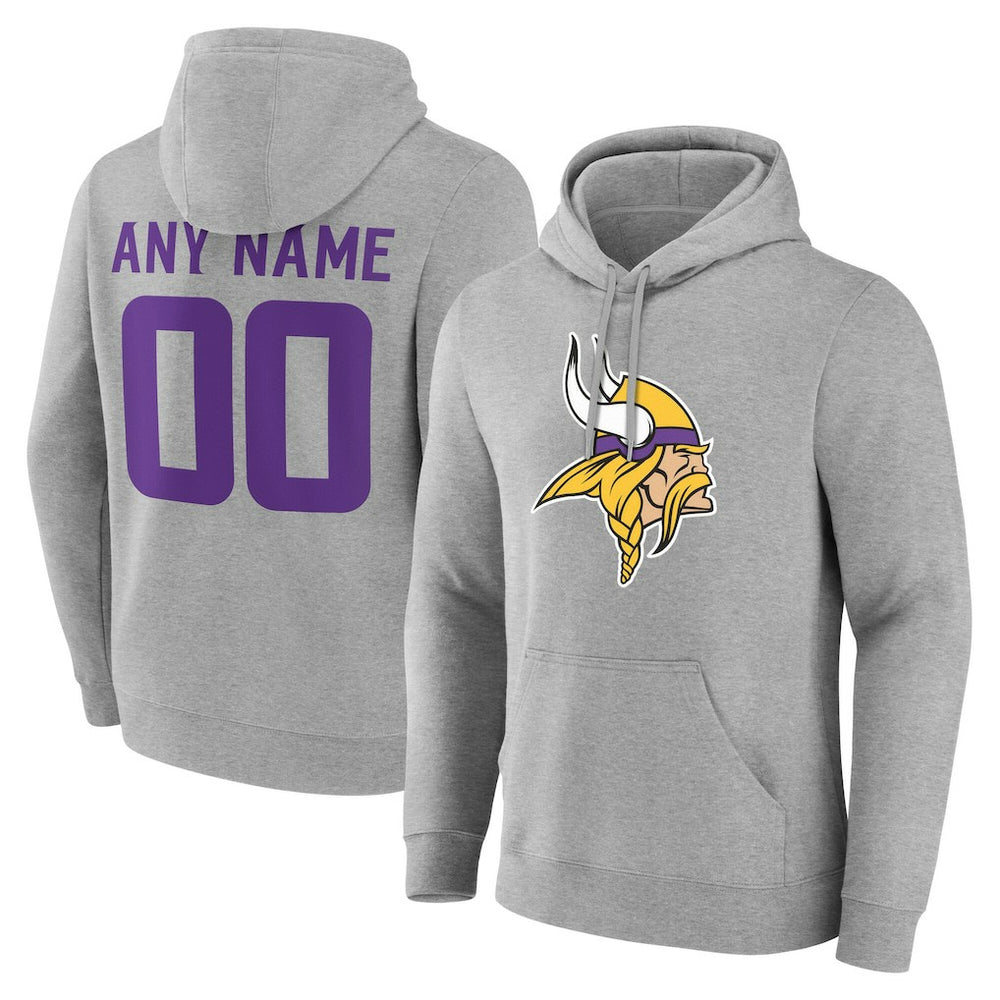 Minnesota Vikings Team Authentic Personalized Name & Number Hoodie - Gray - NFL