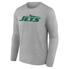 New York Jets Team Authentic Personalized Name & Number Long Sleeve T-Shirt - Gray - NFL