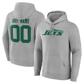 New York Jets Team Authentic Personalized Name & Number Hoodie - Gray - NFL