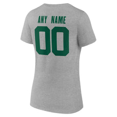 New York Jets Women's Team Authentic Personalized Name & Number V-Neck T-Shirt - Gray - NFL