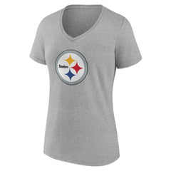 Pittsburgh Steelers Women's Team Authentic Personalized Name & Number V-Neck T-Shirt - Gray - NFL