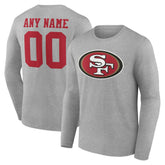 San Francisco 49ers Team Authentic Personalized Name & Number Long Sleeve T-Shirt - Gray - NFL