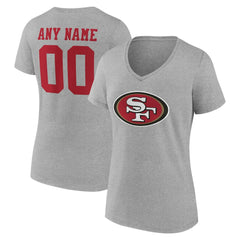 San Francisco 49ers Women's Team Authentic Personalized Name & Number V-Neck T-Shirt - Gray - NFL