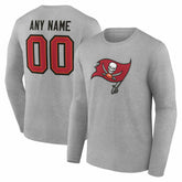 Tampa Bay Buccaneers Team Authentic Personalized Name & Number Long Sleeve T-Shirt - Gray - NFL