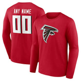 Atlanta Falcons Team Authentic Personalized Name & Number Long Sleeve T-Shirt - Red - NFL