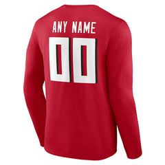 Atlanta Falcons Team Authentic Personalized Name & Number Long Sleeve T-Shirt - Red - NFL