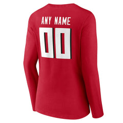 Atlanta Falcons Women's Team Authentic Personalized Name & Number Long Sleeve V-Neck T-Shirt - Red - NFL