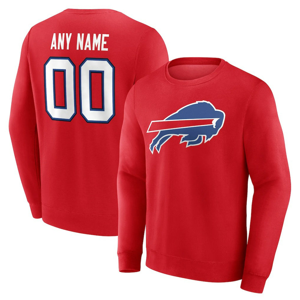 Buffalo Bills Team Authentic Personalized Name & Number Sweatshirt - Red - NFL