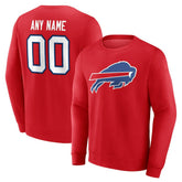 Buffalo Bills Team Authentic Personalized Name & Number Sweatshirt - Red - NFL