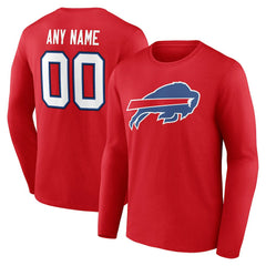 Buffalo Bills Team Authentic Personalized Name & Number Long Sleeve T-Shirt - Red - NFL