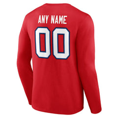 Buffalo Bills Team Authentic Personalized Name & Number Long Sleeve T-Shirt - Red - NFL