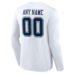 Dallas Cowboys Team Authentic Personalized Name & Number Long Sleeve T-Shirt - White - NFL