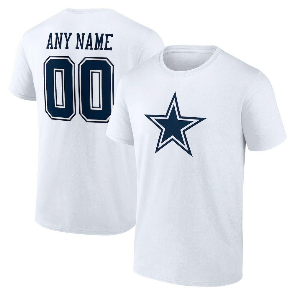 Dallas Cowboys Team Authentic Personalized Name & Number T-Shirt - White - NFL