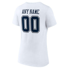 Dallas Cowboys Women's Team Authentic Personalized Name & Number V-Neck T-Shirt - White - NFL