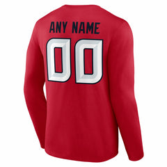 Houston Texans Team Authentic Personalized Name & Number Long Sleeve T-Shirt - Red - NFL